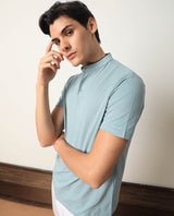 Men's Grey Casual Slim Fit Solid Half Sleeves Tshirt