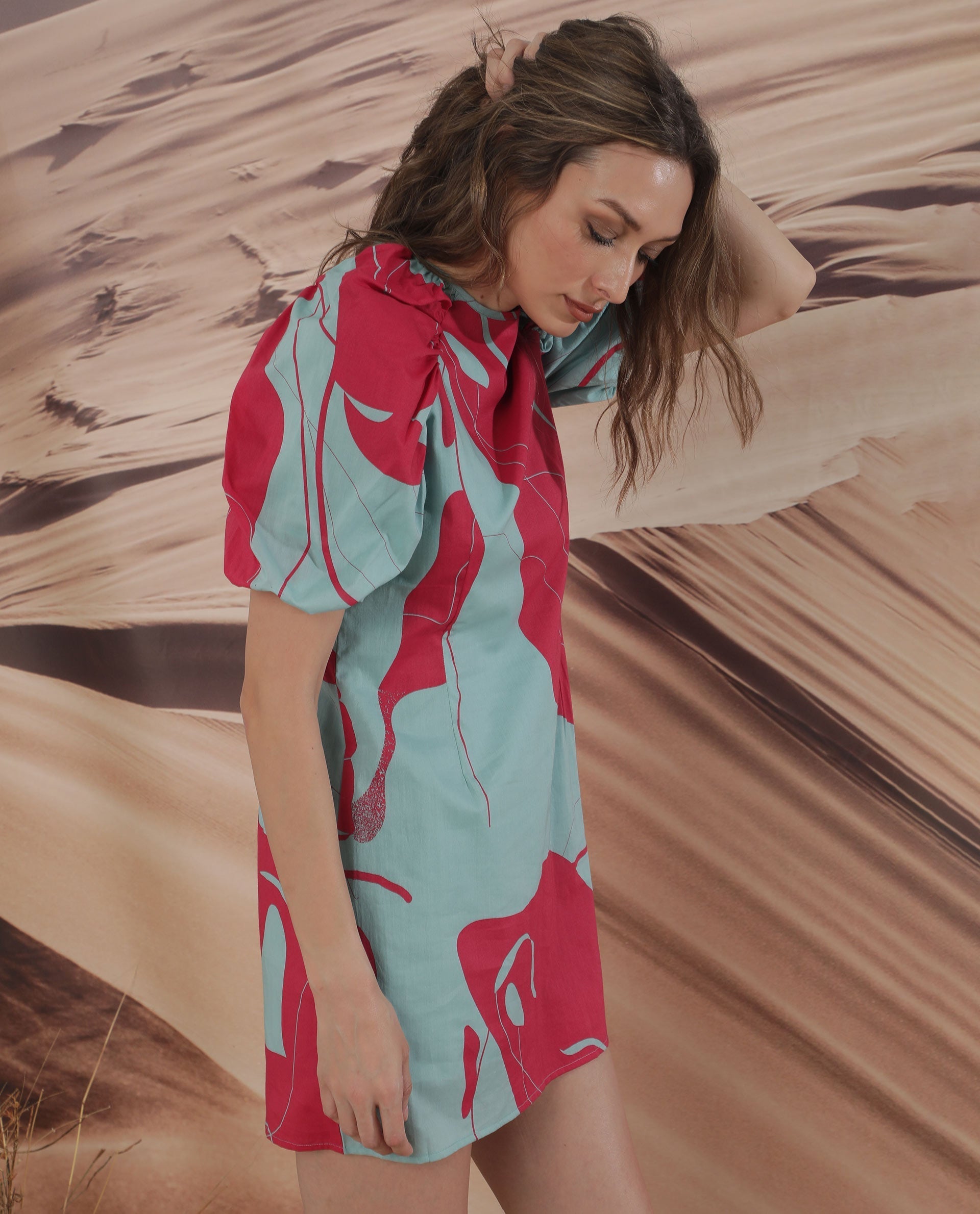 Women's Red Casual Half Sleeves Dress