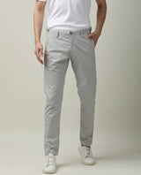 Men's Grey Casual Slim Fit Printed Trouser