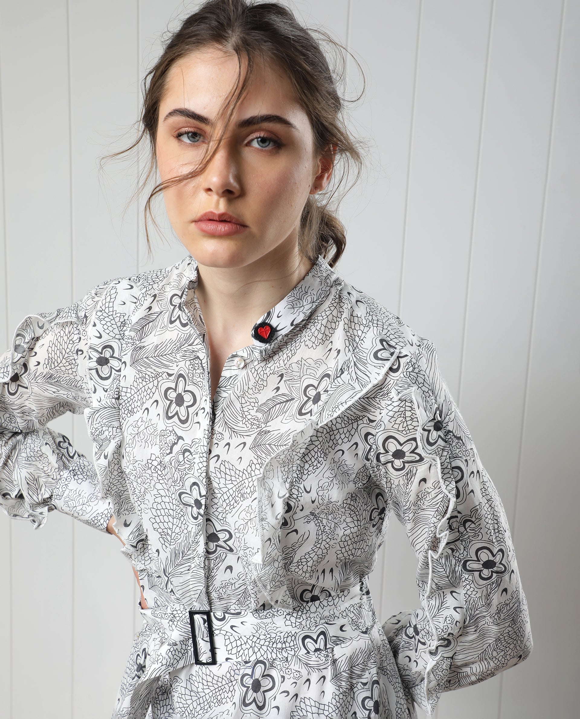 Women's White Casual Full Sleeves Dress