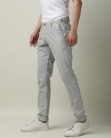 Men's Grey Casual Slim Fit Printed Trouser