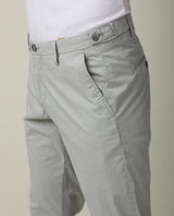 Men's Grey Casual Slim Fit Printed Trouser