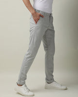 Men's Grey Casual Slim Fit Printed Trouser