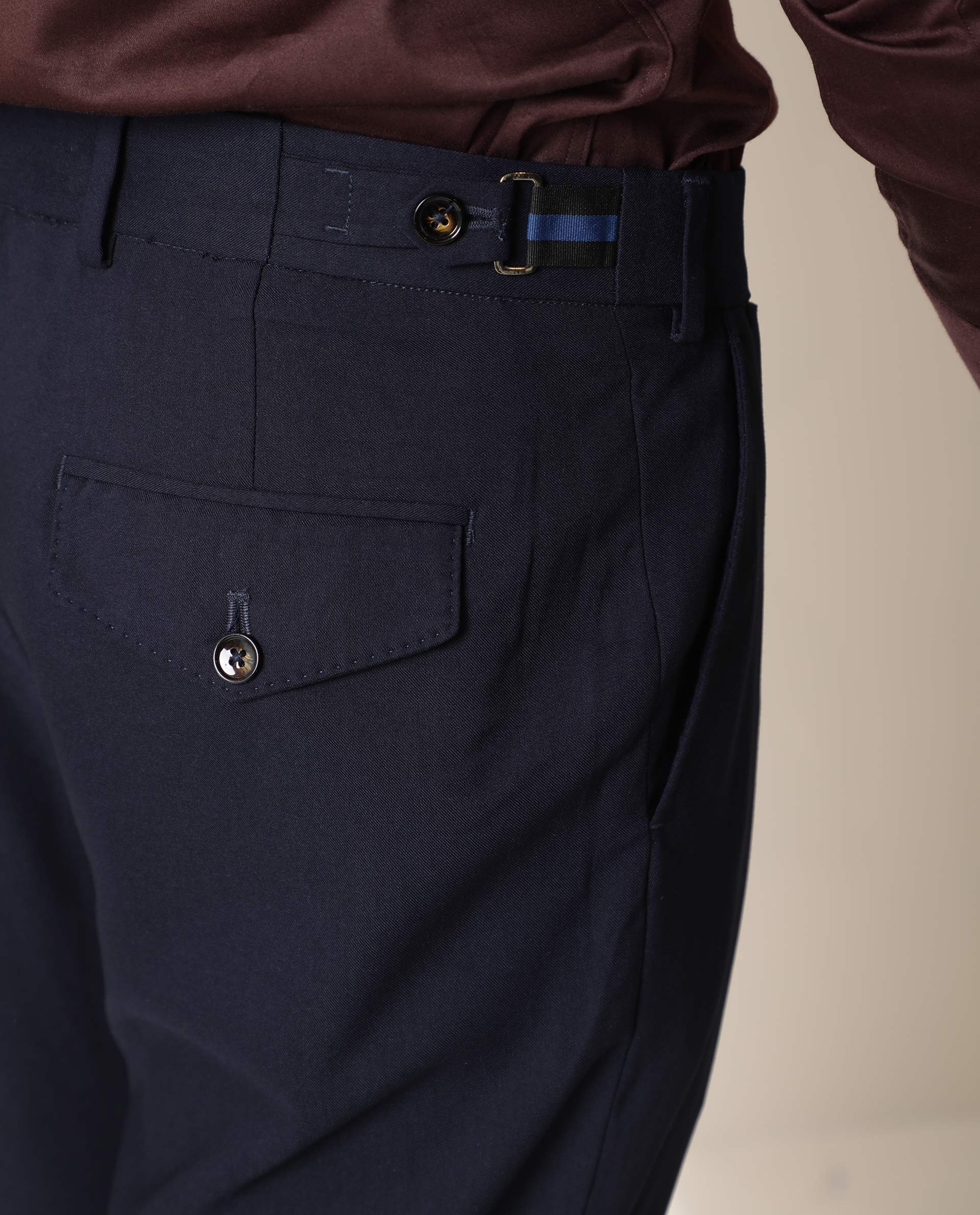 Men's Navy Casual Slim Fit Solid Trouser