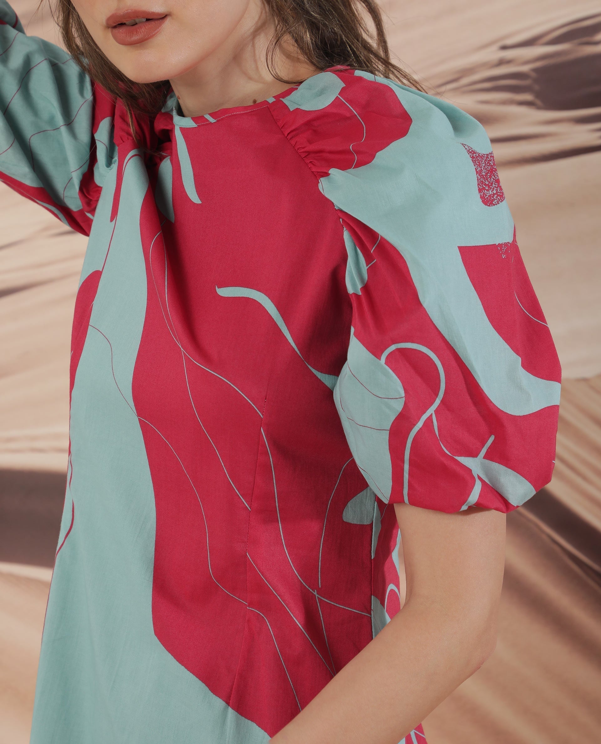 Women's Red Casual Half Sleeves Dress
