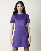 Women's Sions Purple Round Neck Short Sleeves Mini Dress