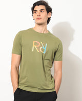 Men's Green Casual Regular Fit Printed Half Sleeves Tshirt