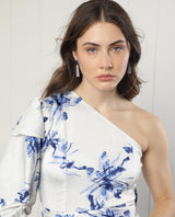 Women's White Casual One Shoulder Dress