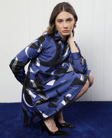 Women's Blue Casual Full Sleeves Dress