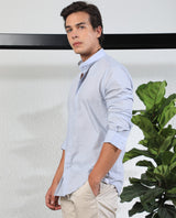 Men's Blue Formal Regular Fit Solid Full Sleeves Shirt
