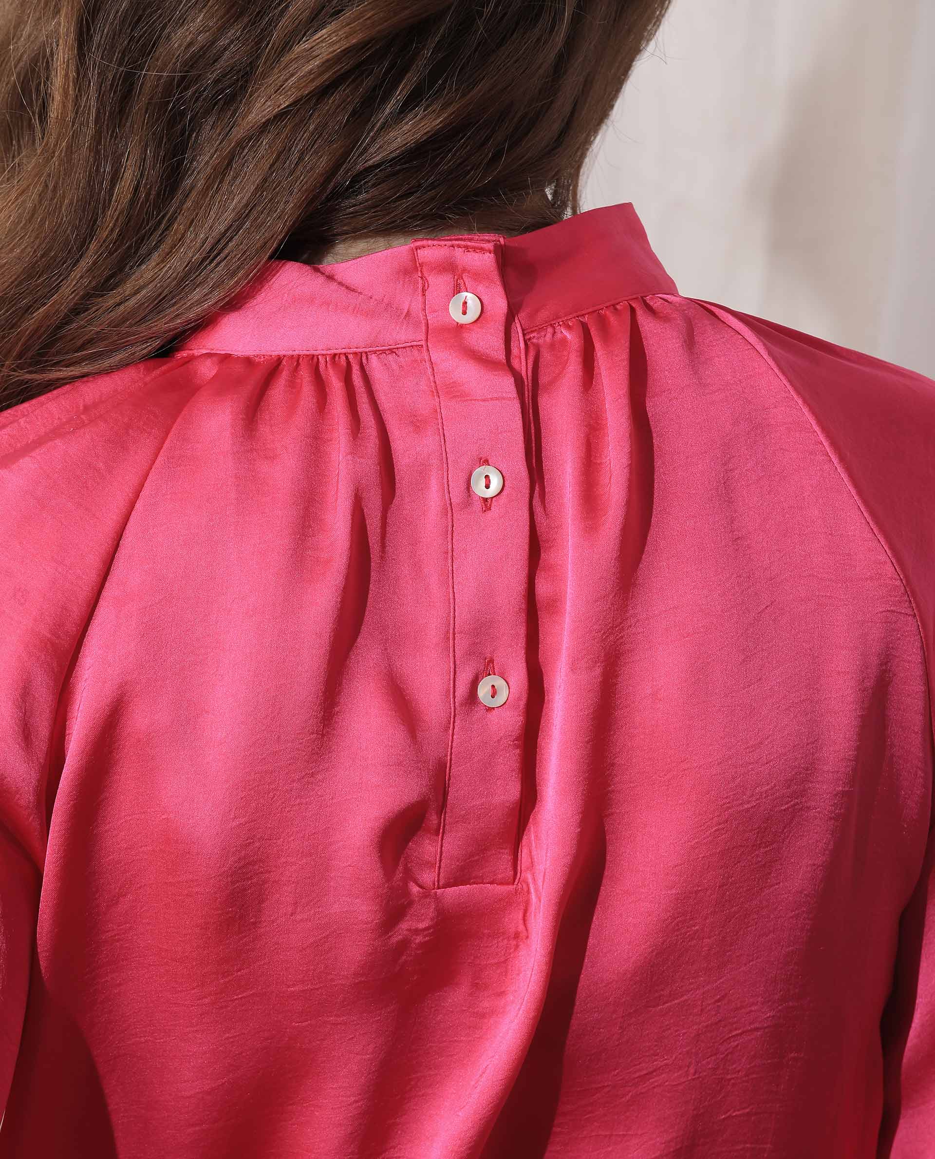 Women's Pink Casual Full Sleeves Top
