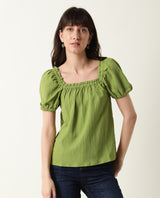 Women's Green Casual Half Sleeves Top