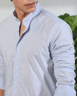 Men's Blue Formal Regular Fit Solid Full Sleeves Shirt