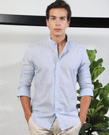 Men's Blue Formal Regular Fit Solid Full Sleeves Shirt