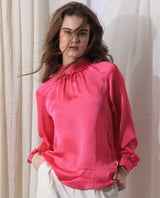 Women's Pink Casual Full Sleeves Top
