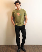 Men's Green Casual Regular Fit Printed Half Sleeves Tshirt
