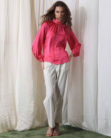 Women's Pink Casual Full Sleeves Top