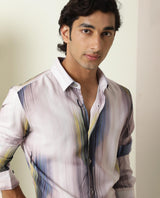 Men's Blue Casual Regular Fit Printed Full Sleeves Shirt