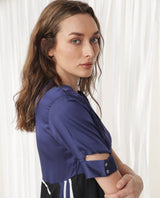 Women's Navy Casual Half Sleeves Top