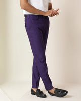 Men's Purple Casual Slim Fit Solid Trouser