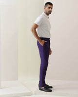 Men's Purple Casual Slim Fit Solid Trouser