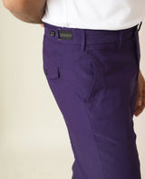 Men's Purple Casual Slim Fit Solid Trouser