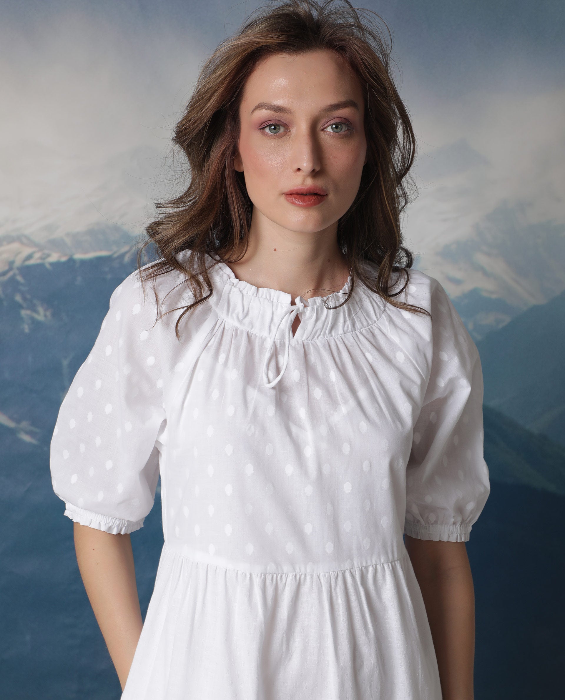 Women's White Casual Half Sleeves Dress
