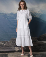 Women's White Casual Half Sleeves Dress