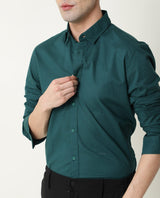 Men's Blue Formal Regular Fit Solid Full Sleeves Shirt