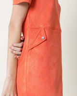 Women's Sions Red Round Neck Short Sleeves Pseudo Side Pockets Mini Dress