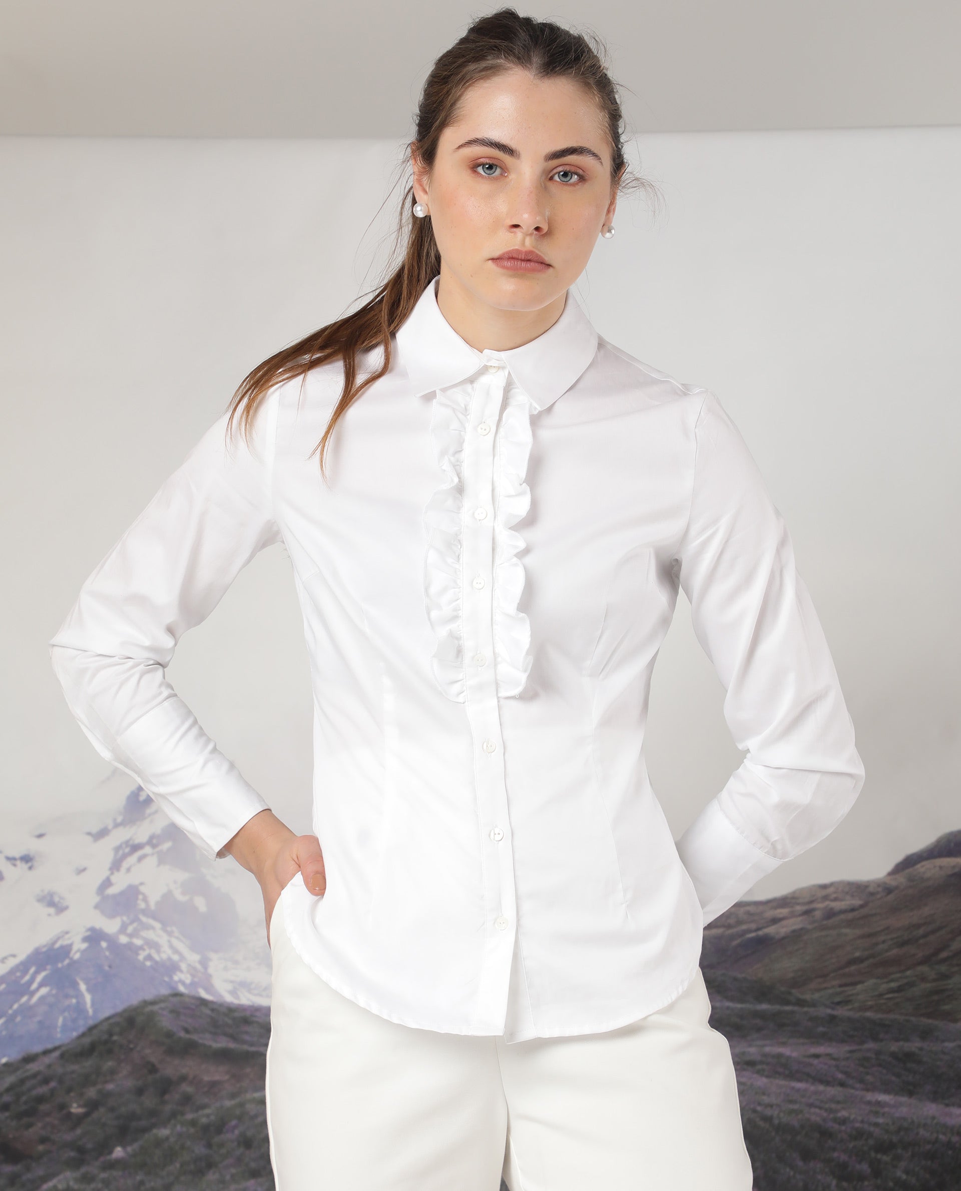 Women's White Casual Full Sleeves Top