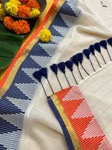 Women's White Mul Cotton Saree