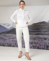 Women's White Casual Full Sleeves Top
