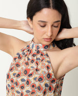 Women's Blake Beige Top Polyester Fabric Sleeveless Back Closure Solid