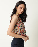 Women's Blake Beige Top Polyester Fabric Sleeveless Back Closure Solid