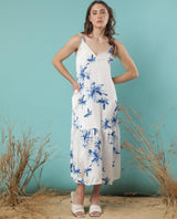 Women's White Casual Sleeveless Dress