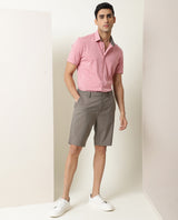 Men's Pink Casual Regular Fit Solid Half Sleeves Shirt