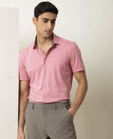 Men's Pink Casual Regular Fit Solid Half Sleeves Shirt