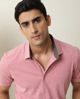 Men's Pink Casual Regular Fit Solid Half Sleeves Shirt