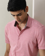 Men's Pink Casual Regular Fit Solid Half Sleeves Shirt