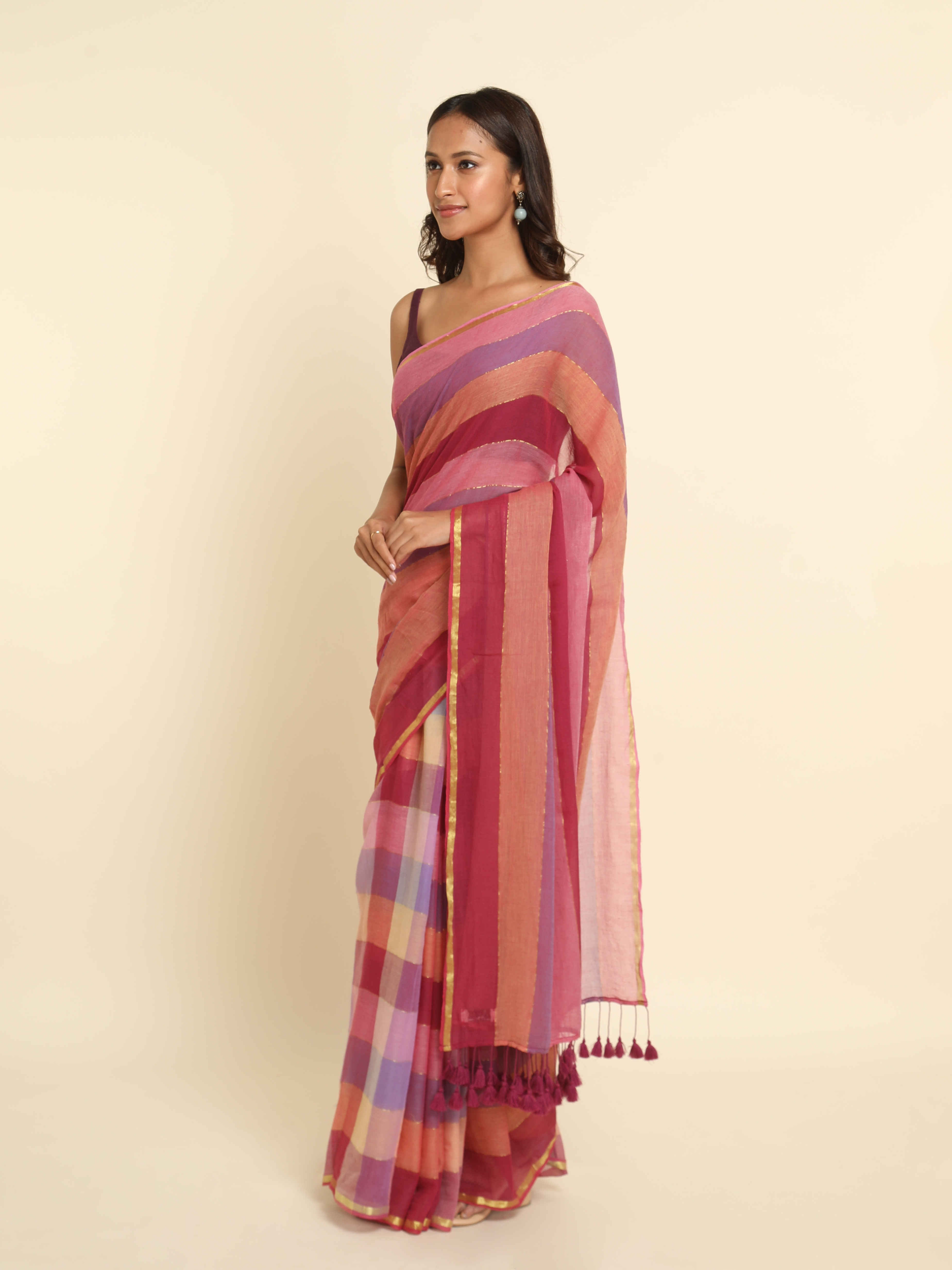 Women's Multicolor Mul Cotton Saree