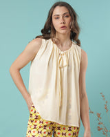 Women's Beige Casual Sleeveless Top