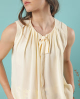 Women's Beige Casual Sleeveless Top