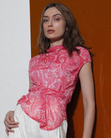 Women's Pink Casual Half Sleeves Top