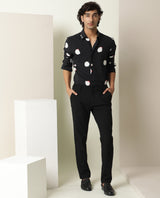 Men's Black Casual Regular Fit Printed Full Sleeves Shirt
