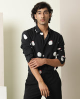 Men's Black Casual Regular Fit Printed Full Sleeves Shirt