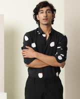Men's Black Casual Regular Fit Printed Full Sleeves Shirt