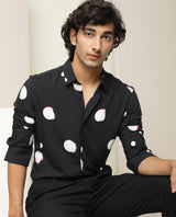 Men's Black Casual Regular Fit Printed Full Sleeves Shirt