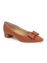 Women's Block Heel Solid Pumps with Bows