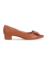 Women's Block Heel Solid Pumps with Bows